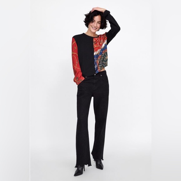 Zara black and satin sweater - Picture 1 of 4